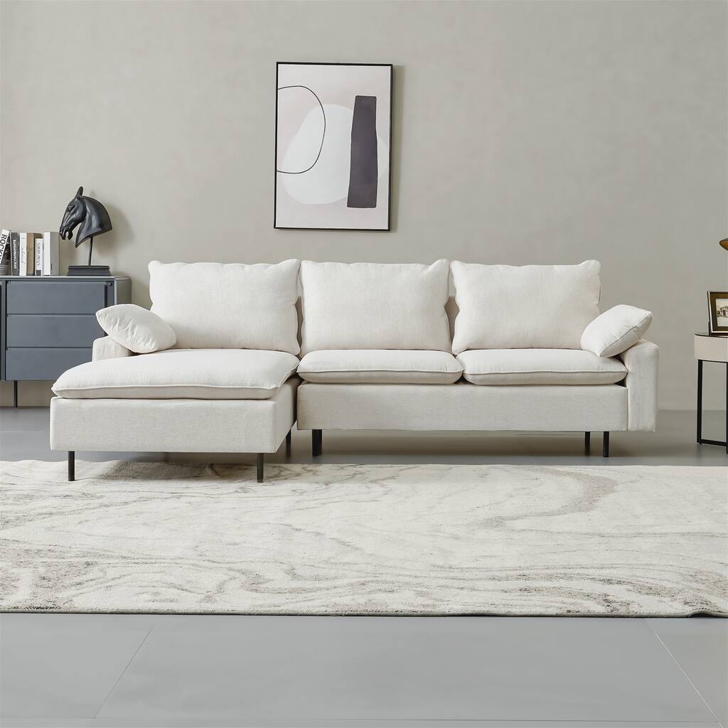 L-Shaped linen sectional sofa