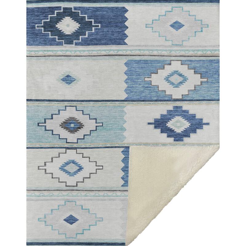 Premium Machine Washable ASB176 Boho Global Sherpa Throw Blanket