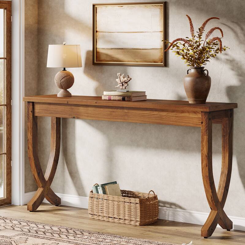 Solid Wood Console Table Farmhouse Sofa Couch Table for Entryway