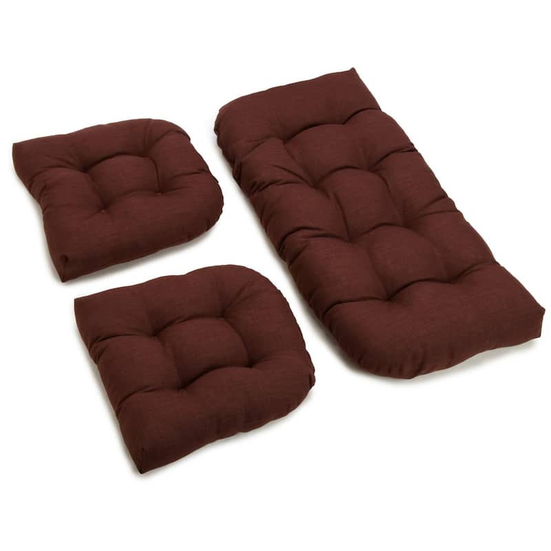 Tufted Outdoor Settee Cushion Set (Set of 3) - Cocoa