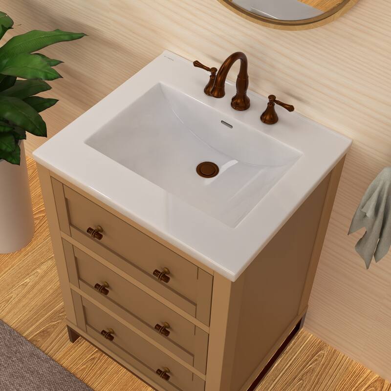 Countertop Vanity Sink with Integrated Rectangular Bowl