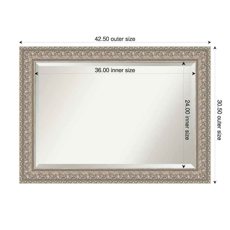 Sydney Silver Beveled Framed Bathroom Vanity Wall Mirror - Sydney Silver - 43 x 31 in