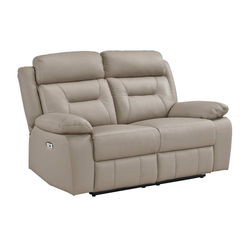 Garrey 62.5" Leather Power Double Reclining Loveseat with USB Ports - Latte