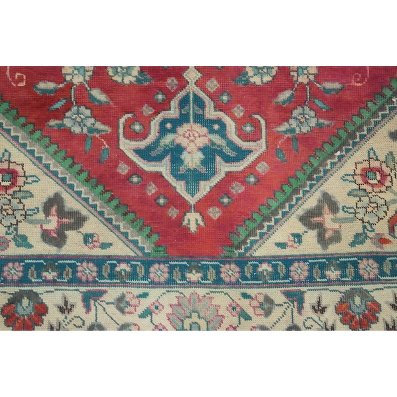 Hand Knotted Oriental 100% Wool Carpet Traditional Floral Pink Tabriz Area Rug - 6' 3'' X 4' 7''