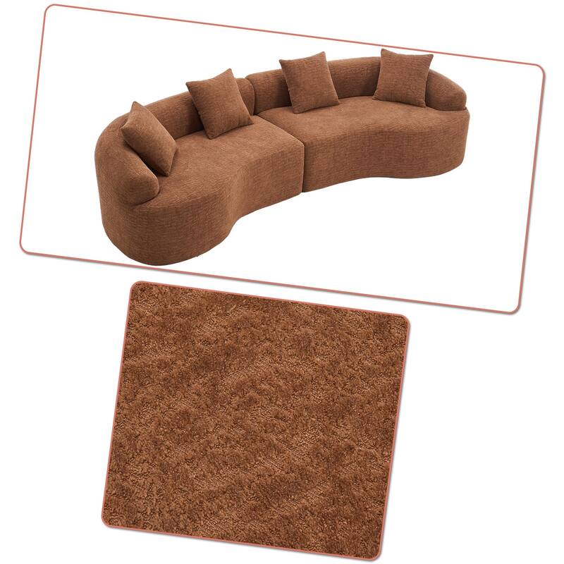 Modern Minimalist 3-Seater Frame-Free Compressed Chenille Upholstered Sectional Sofa