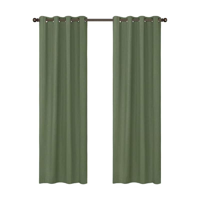 Linen Slub Blackout Grommet Curtain Pair(2 Panels)