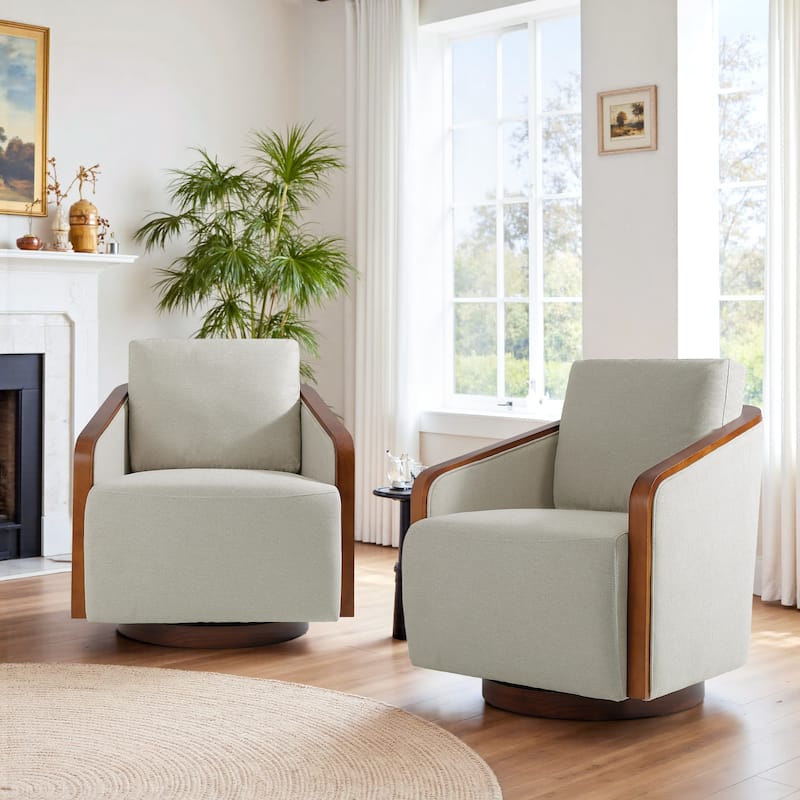 Modern Upholstered Swivel Accent Chair Set of 2