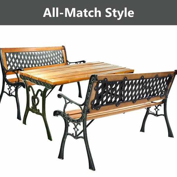 49 1/2'' Patio Park Garden Bench Porch Path Chair Outdoor Deck Cast