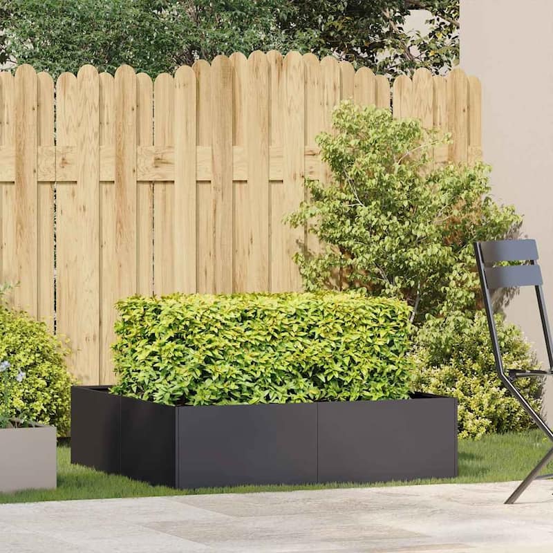 vidaXL Planter Black Cold-rolled Steel Large Decorative Inlays Planter - 39.4 x 39.4 x 11.8 in