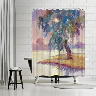 Americanflat 71" x 74" Shower Curtain, Willow Tree In The Fog by Suren Nersisyan