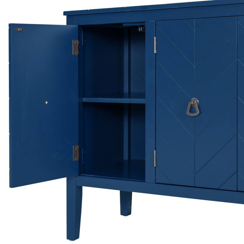 37" MDF Rustic with Adjustable Shelves - Solid Pine Legs & Metal Handles