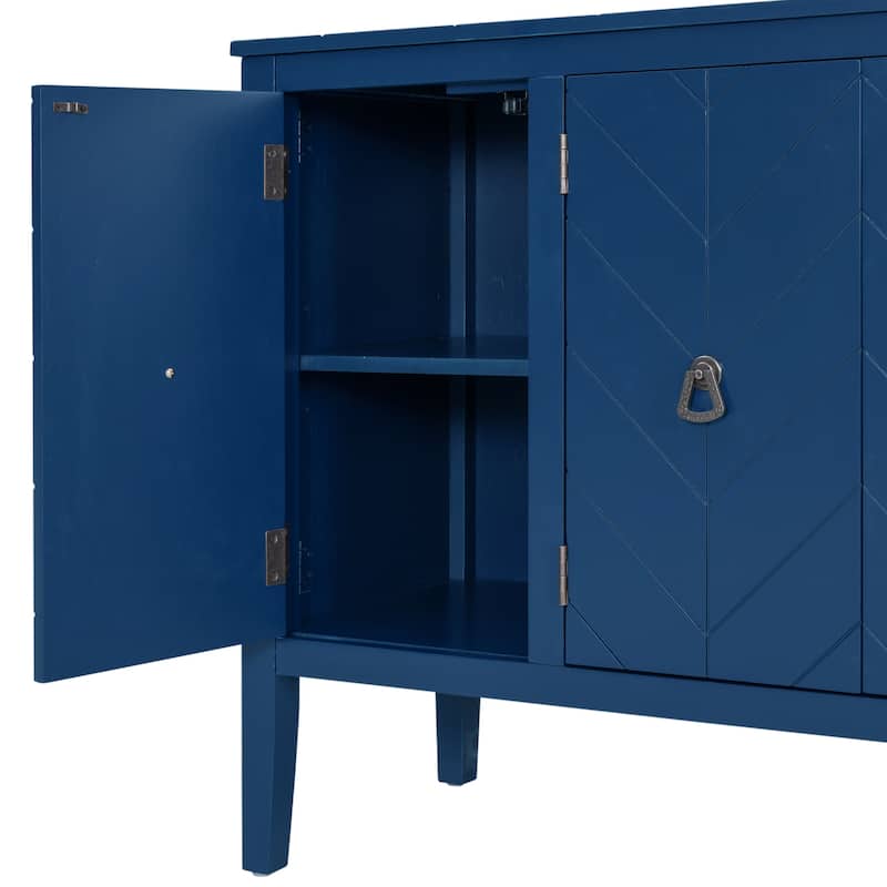 Roomfitters Adjustable Shelf Storage Sideboard with Retro Metal Handles and Pinewood Legs for Living Room, Study