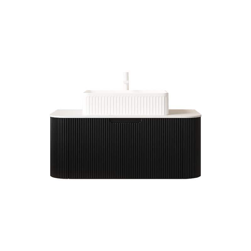 Wall Mounted Striped Bathroom Storage Cabinet with Sink