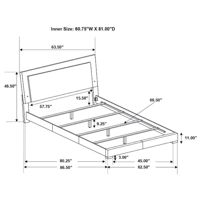 Felicity Wood LED Panel Bed White High Gloss