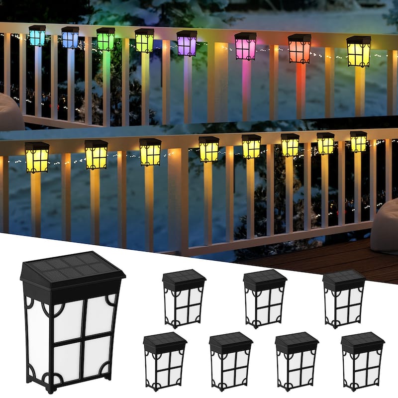 2 Modes LED Solar Fence Lights Waterproof,8 Pack - C