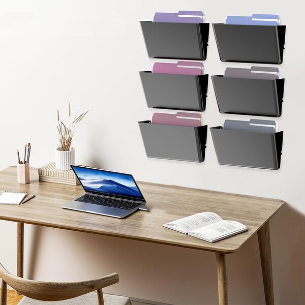 6 Pockets Acrylic Wall File Organizer - 13.2 x 6.8 x 4 inches - On