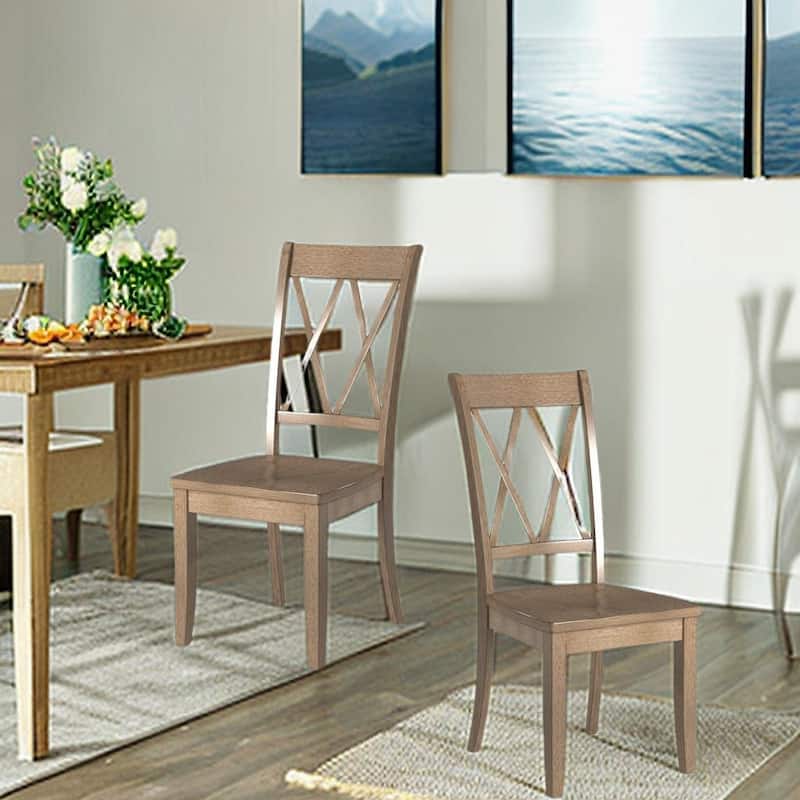 Solid Wood Pine Dining Chairs (Set of 2)