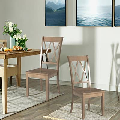 Solid Wood Pine Dining Chairs (Set of 2)