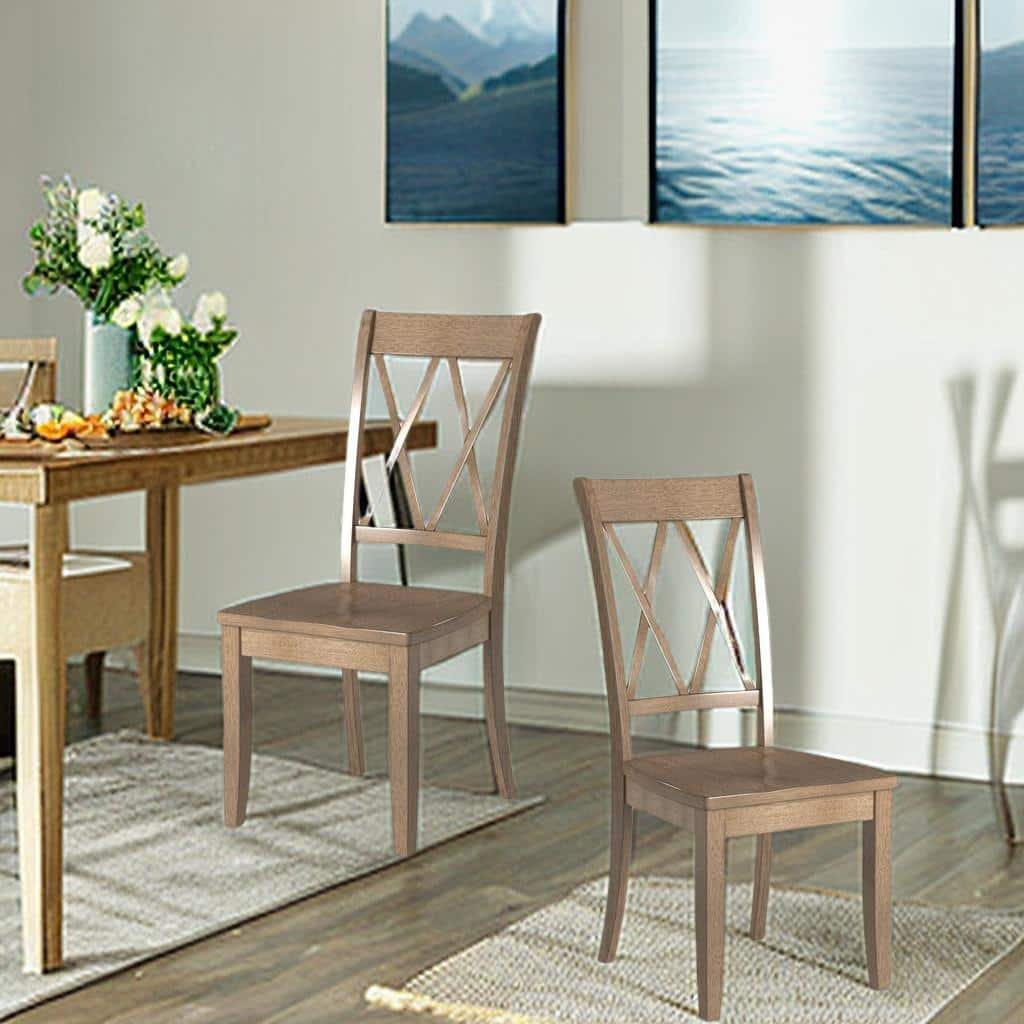 Solid Wood Pine Dining Chairs (Set of 2)