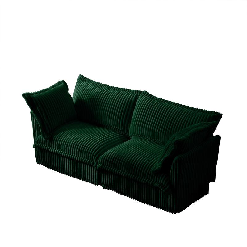 Modern 2 Seater Upholstered Sofa with 2 Pillows