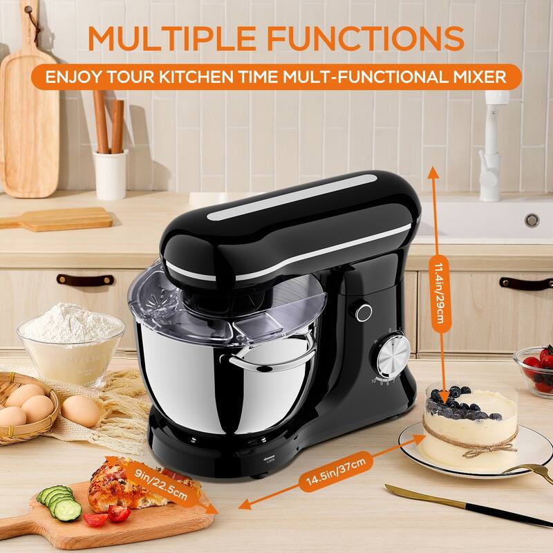 5L Electric Stand Mixer, 10 Speed Kitchen Food Mixer with Stainless Steel Bowl, Dough Hook Whisk Beater