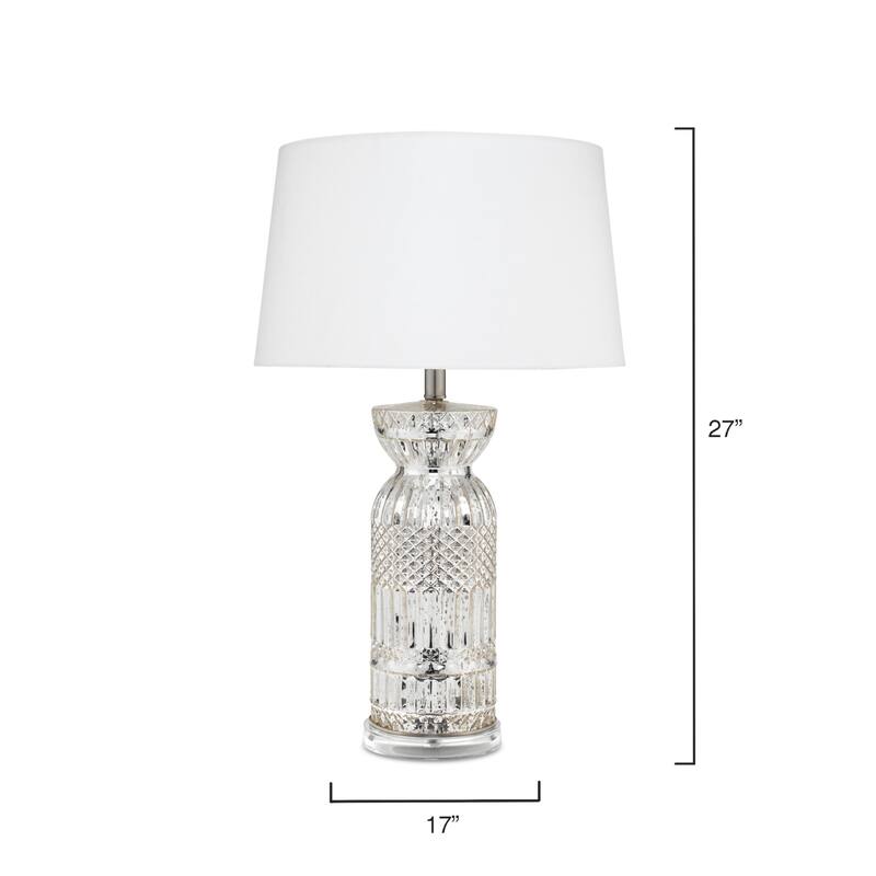 Alden Décor Ollie Mercury Glass Table Lamp, Silver
