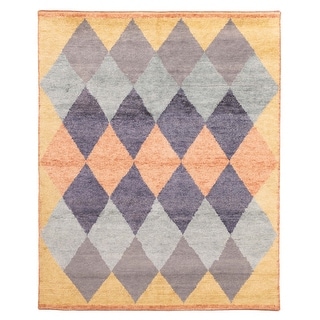 ECARPETGALLERY Hand-knotted Pak Finest Marrakesh Dark Grey, Light Gold Wool Rug - 8'2 x 9'11