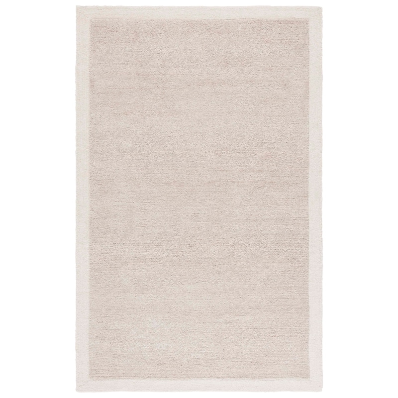 SAFAVIEH Handmade Metro Kleanthi Border Wool Rug - 6' Square - Light Grey/Ivory