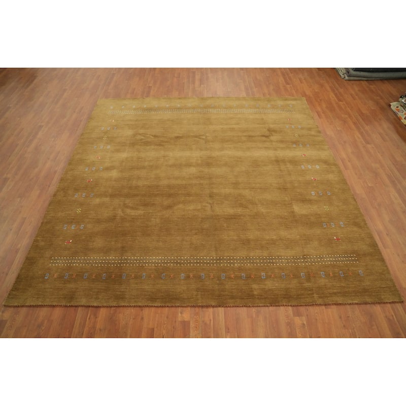 Hand Knotted Oriental 100% Wool Carpet Tribal Animal Pictorial Yellow & Gold Gabbeh Area Rug - 9' 11'' X 9' 11''