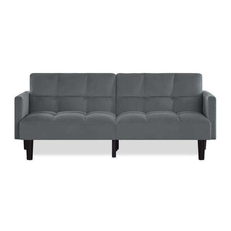 Roomfitters Velvet Futon Couch Convertible Folding Sofa Bed Tufted Couch for Apartment