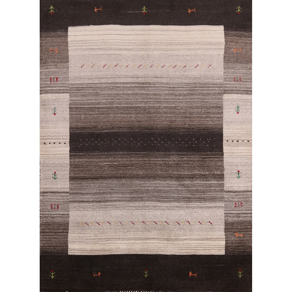 Hand Knotted Oriental 100% Wool Carpet Tribal Tribal Multi-Colored Gabbeh Area Rug - 6' 2'' X 4' 6''
