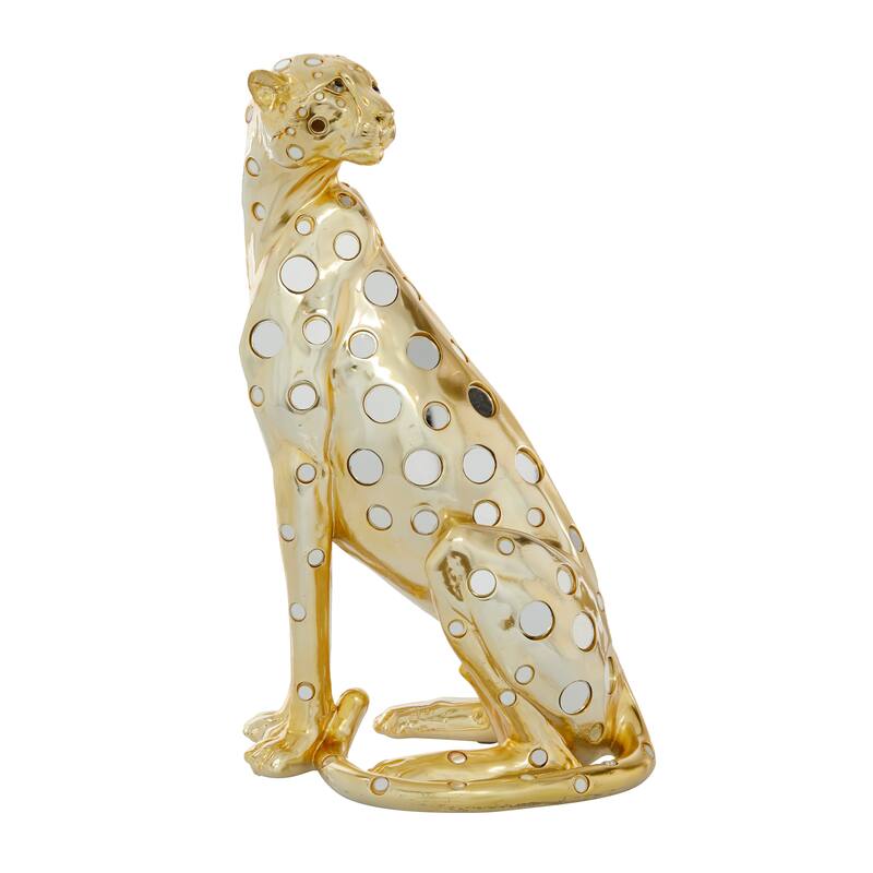 Polystone Glam Sculpture Leopard 16 x 7 x 9 - 7 x 9 x 16