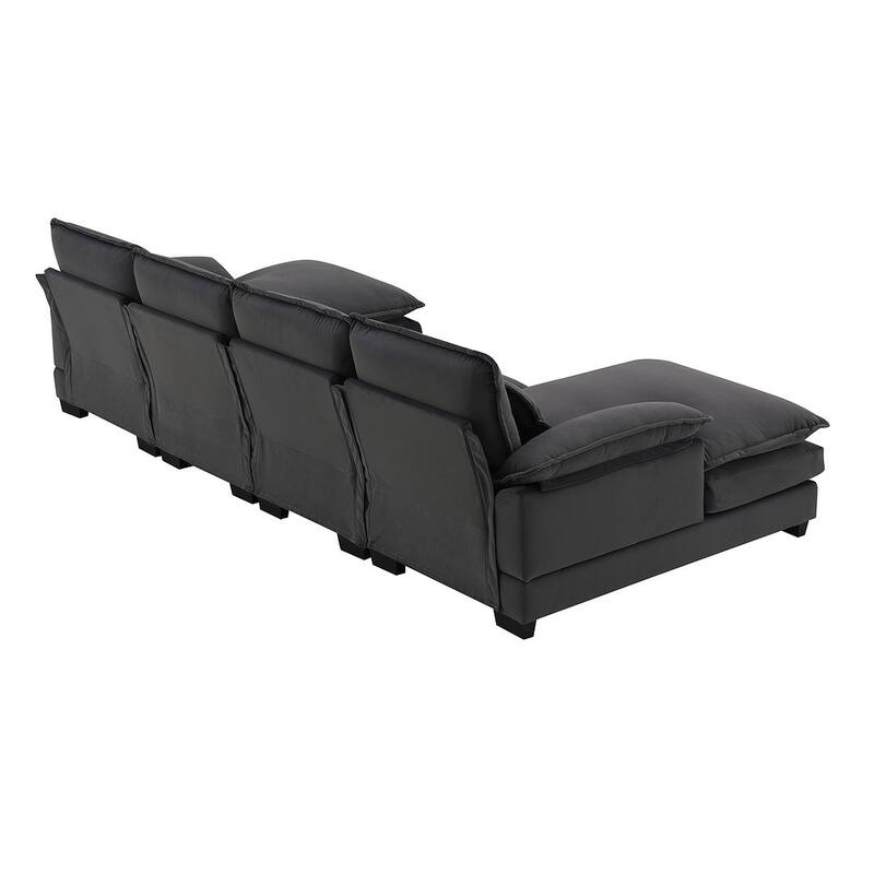 6-seat U-shaped Sectional Sofa, Sleeper Sectional with Waist Pillows for Living Room, Apartment