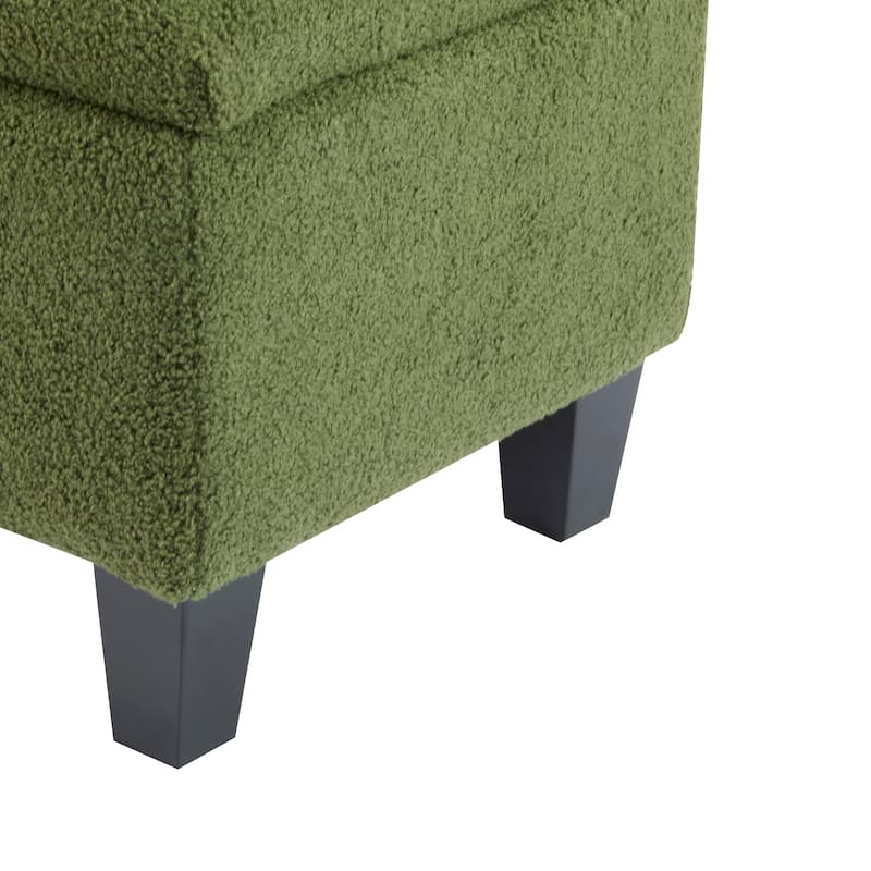 End of Bed Upholstered Ottoman Bench with Storage, Rubber Wood Legs