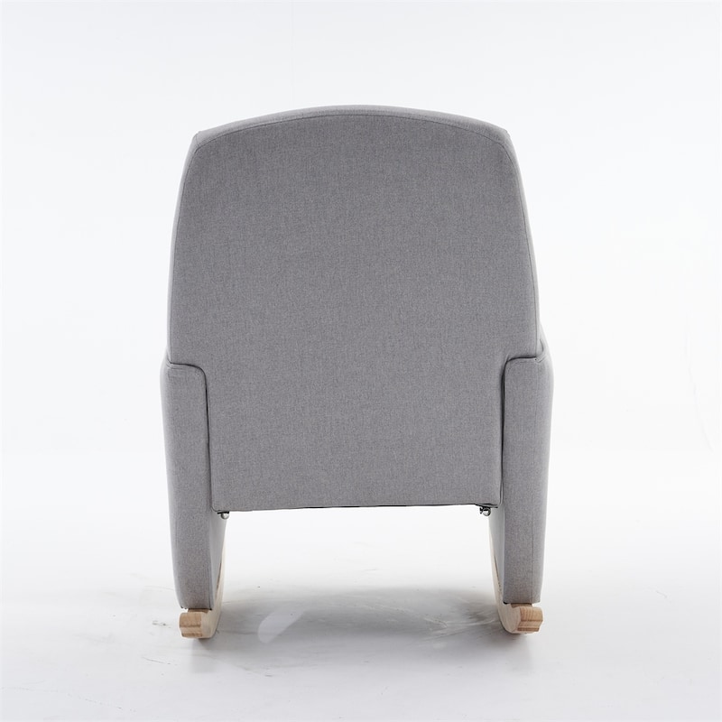 Cotton Linen Fabric Rocking Chair With Adjustable Footrest