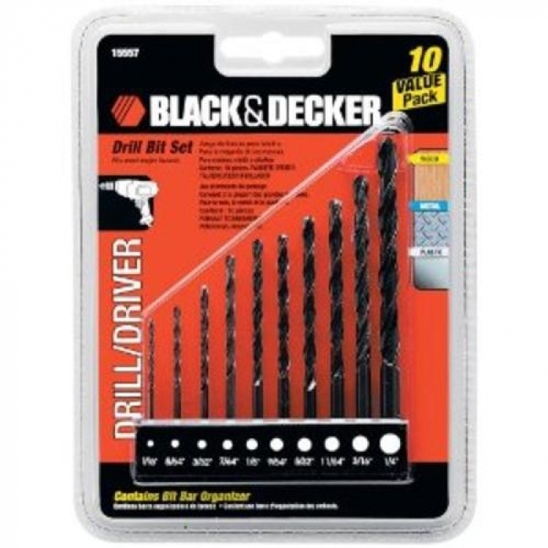 Black and decker 10 piece drill bit set store