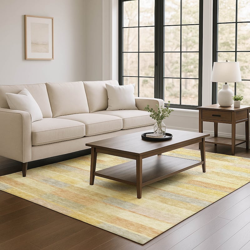Premium Washable Super Soft Geo Stripe Mayfield Rug - Wheat - 8' x 10'