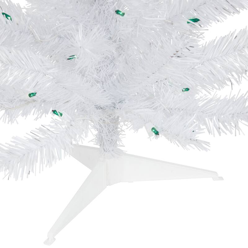 3' Pre-Lit Medium White Pine Artificial Christmas Tree - Green Lights - 3 Foot