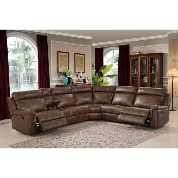 Faux leather cheap reclining sectional couch