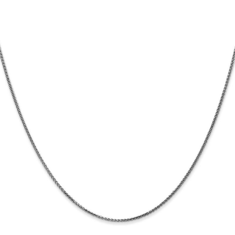 Curata 14k White Gold Solid 1mm Diamond-cut Spiga Wheat Chain Necklace Options 16 18 20 24