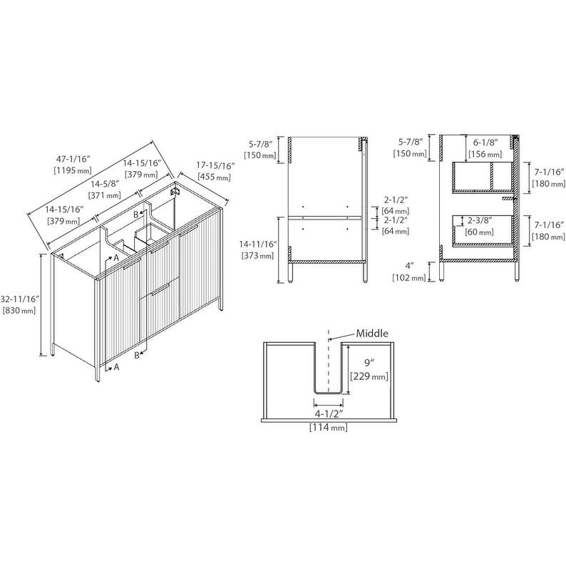 Blossom Annecy 48" Freestanding Bathroom Vanity w/ Black Ceramic Sink