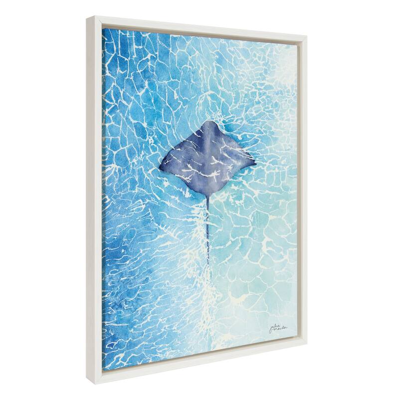 Kate and Laurel Sylvie Stingray Framed Canvas by Julie Maida - White