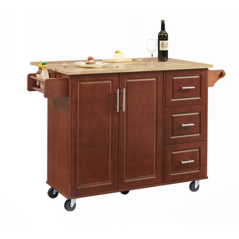 Kitchen Island with Drop Leaf Countertop, Rolling Kitchen Island Cart