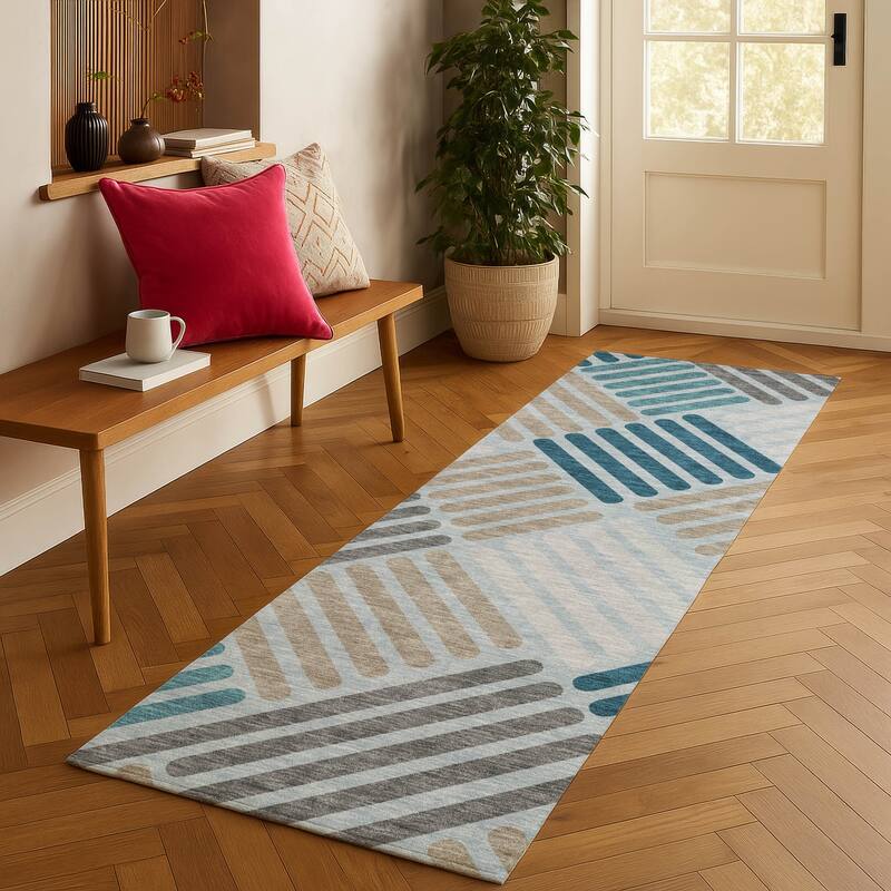 Machine Washable Indoor/ Outdoor Modern Weave Chantille Rug
