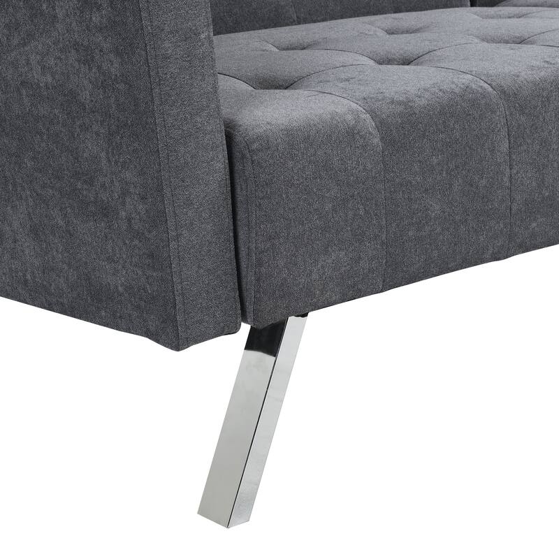 Convertible Folding Dark Grey Linen Sofa Bed for Small Spaces