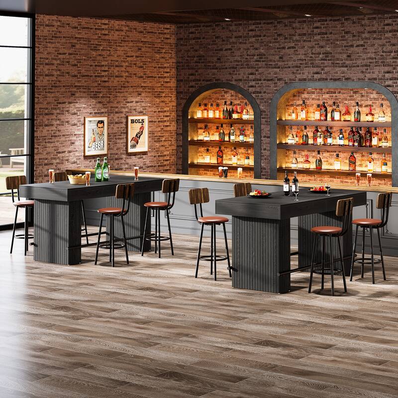 63-Inch Dining Table with Footrest and Large Table Top, Kitchen Island Table - 31.5"D x 62.99"W x 35.43"H