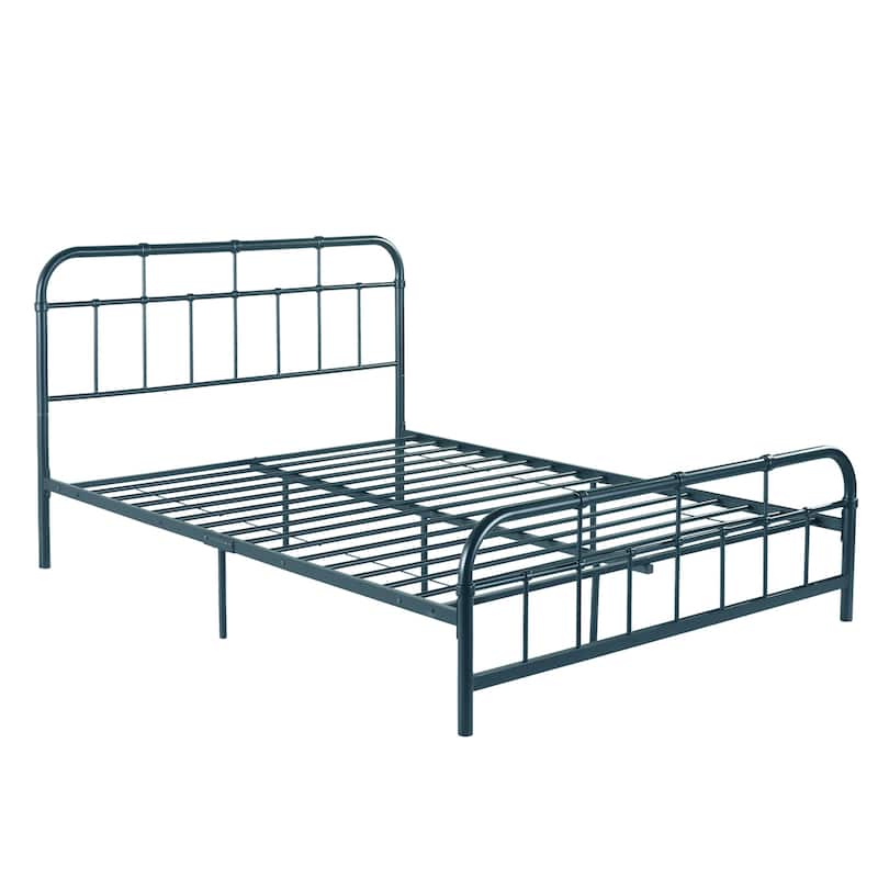 Christopher Knight Home - Aurelio Iron Platform Bed Frame with Rounded Corner Headboard and Footboard