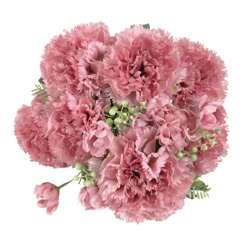 Set of 2 Mauve Artificial Carnation Flower Stem Bush Bouquet 18in - 18" L x 12" W x 12" DP