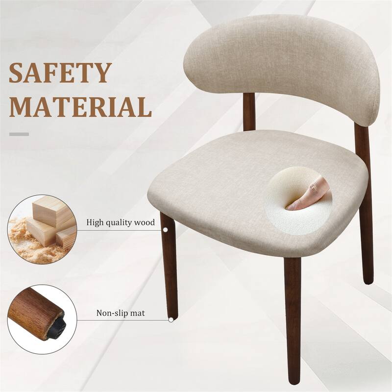 Set of 2 Armless Flannelette Upholstered Dining Chairs