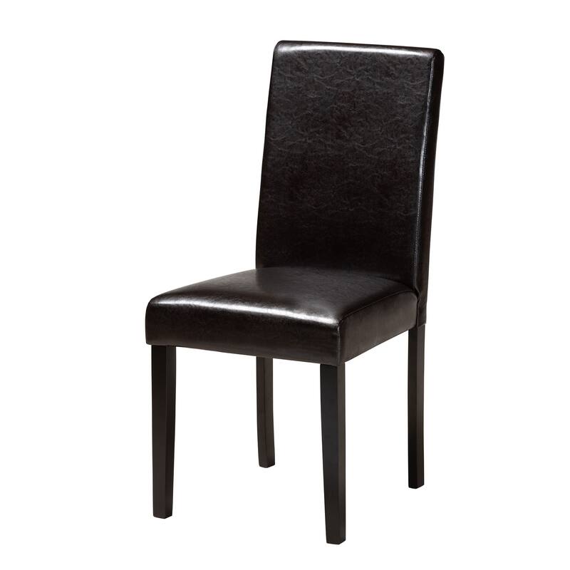 Trine Modern Espresso Brown Faux Leather and Wood 5-Piece Dining Set